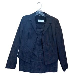 MaxMara Palm Leaf Jacquard Weave Print Structured Skirt Suit Set